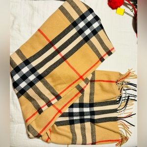 Like New tan striped large scarf